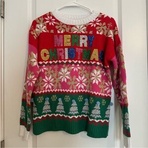 Women’s Holiday Time Fun Christmas Tacky Colorful Sweater - size XS 0-2